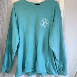 Vintage-cracked uni-michigan light blue longsleve